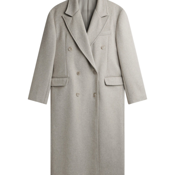 The Frankie Shop Bellace Wool Coat - Taupe - Oversized Minimalist Coats in Brown - Shop at Coveti