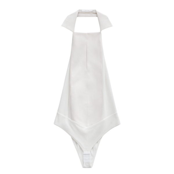 The Frankie Shop Bevza Manishka Bodysuit - Ivory - Oversized Minimalist Knitwear in Ivory - Shop at Coveti