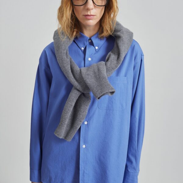 The Frankie Shop Bijnor Oxford Shirt - Blue - Oversized Minimalist Tops in Blue - Shop at Coveti