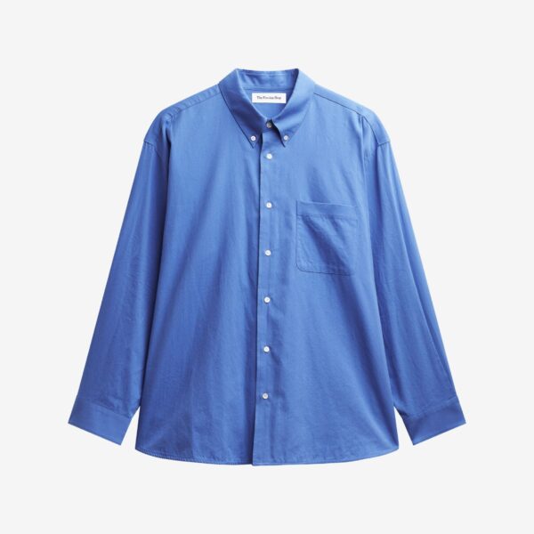 The Frankie Shop Bijnor Oxford Shirt - Blue - Oversized Minimalist Tops in Blue - Shop at Coveti