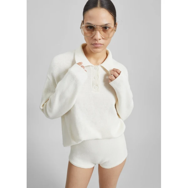 The Frankie Shop Bresica Knit Hot Pants – Ivory, view 6