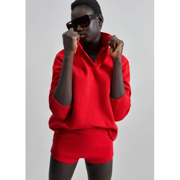 The Frankie Shop Bresica Knit Hot Pants – Red, view 5