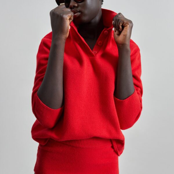 The Frankie Shop Bresica Knit Hot Pants - Red - Oversized Minimalist Shorts in Red - Shop at Coveti
