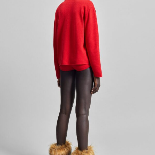 The Frankie Shop Bresica Knit Hot Pants - Red - Oversized Minimalist Shorts in Red - Shop at Coveti