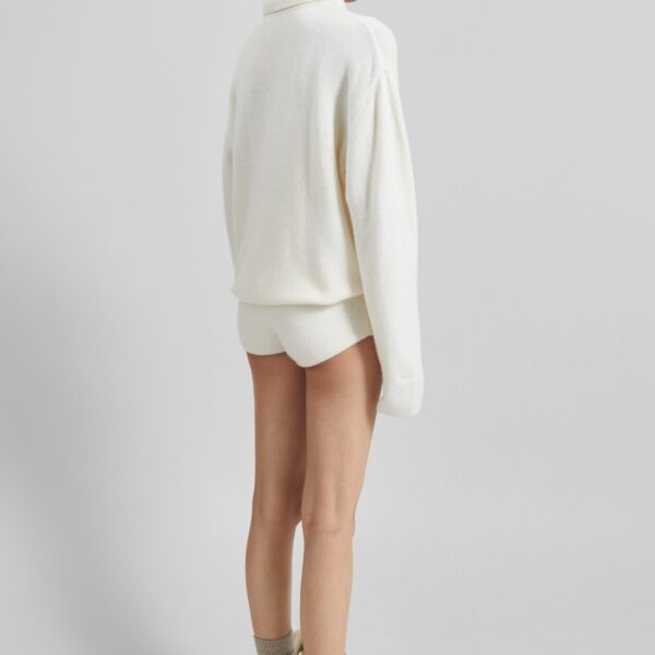 The Frankie Shop Bresica Knit Polo Sweater - Ivory - Oversized Minimalist Knitwear in Ivory - Shop at Coveti
