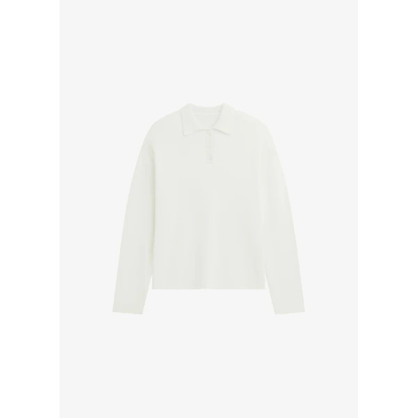 The Frankie Shop Bresica Knit Polo Sweater – Ivory, view 7