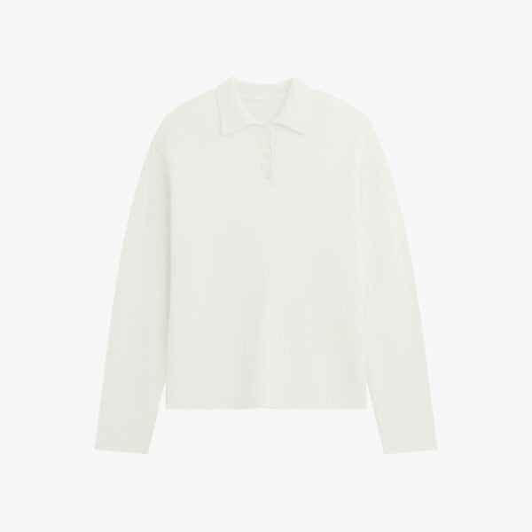 The Frankie Shop Bresica Knit Polo Sweater - Ivory - Oversized Minimalist Knitwear in Ivory - Shop at Coveti