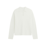 The Frankie Shop Bresica Knit Polo Sweater - Ivory - Oversized Minimalist Knitwear in Ivory - Shop at Coveti