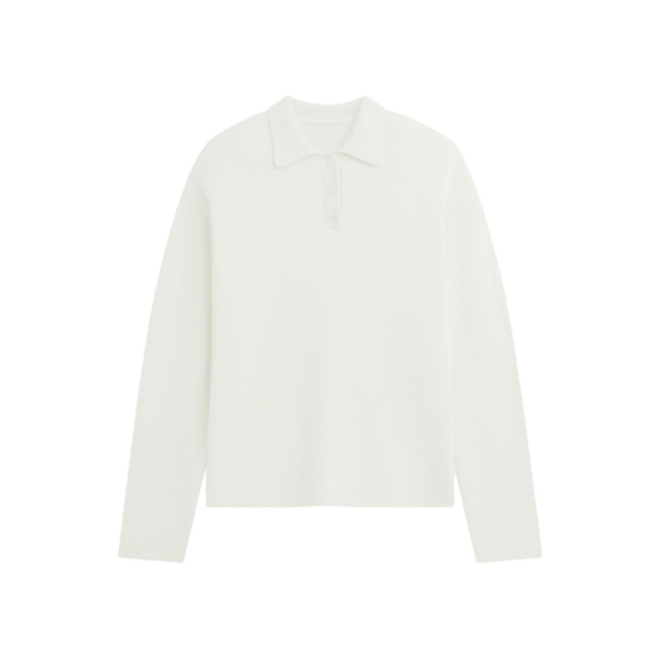 The Frankie Shop Bresica Knit Polo Sweater - Ivory - Oversized Minimalist Knitwear in Ivory - Shop at Coveti