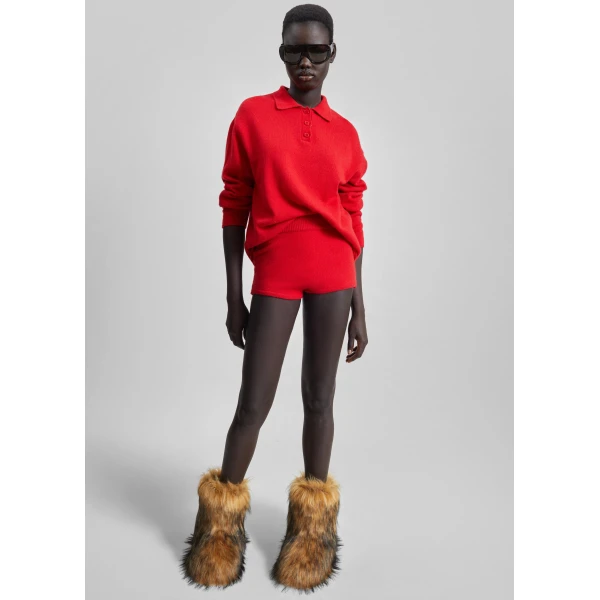 The Frankie Shop Bresica Knit Polo Sweater – Red, view 7