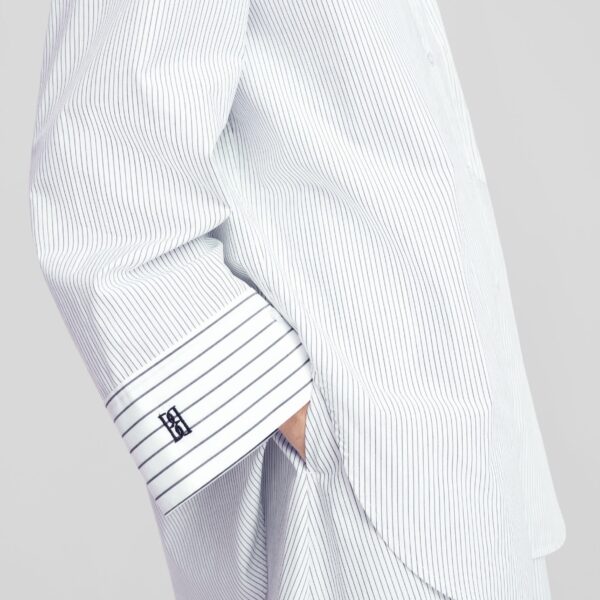 The Frankie Shop By Malene Birger Derris Shirt - White/Black Mix Stripe - Oversized Minimalist Tops in Black - Shop at Coveti