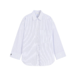 The Frankie Shop By Malene Birger Derris Shirt - White/Black Mix Stripe - Oversized Minimalist Tops in Black - Shop at Coveti