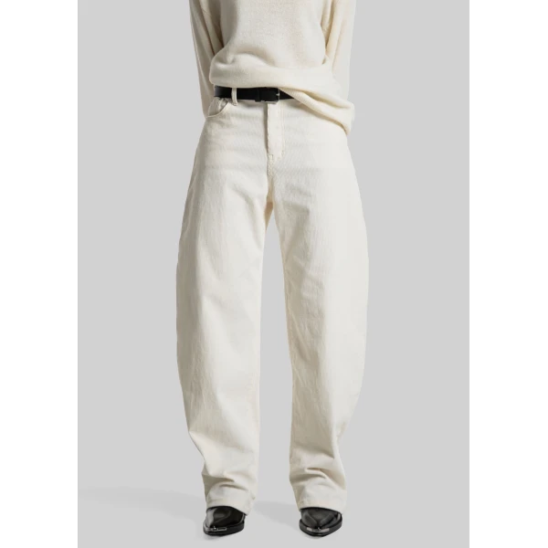 The Frankie Shop Caistor Corduroy Barrel Leg Pants – Ivory, view 4