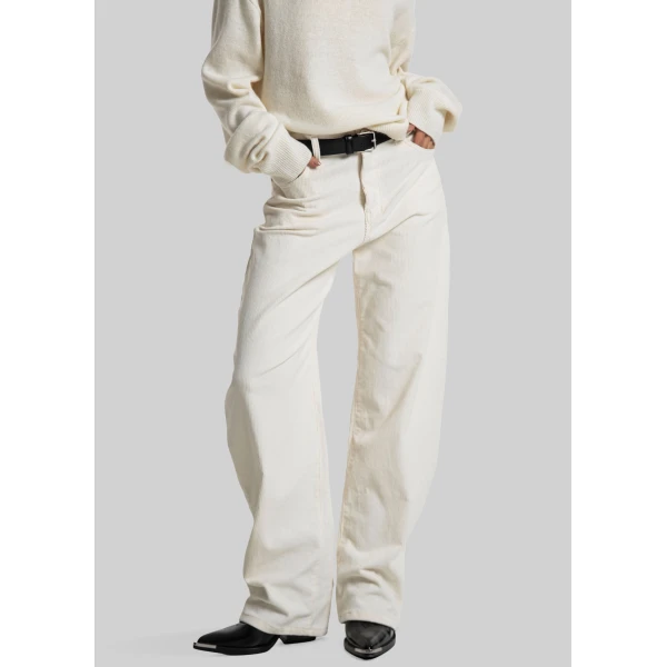 The Frankie Shop Caistor Corduroy Barrel Leg Pants – Ivory, view 6