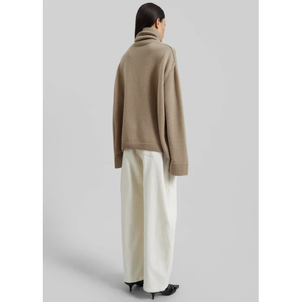 The Frankie Shop Caistor Corduroy Barrel Leg Pants – Ivory, view 7