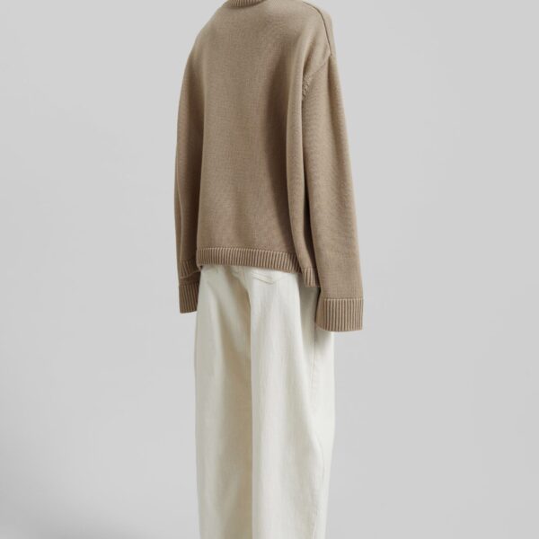 The Frankie Shop Caistor Corduroy Barrel Leg Pants - Ivory - Oversized Minimalist Pants in Ivory - Shop at Coveti