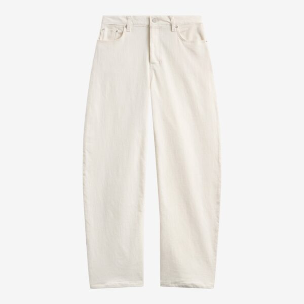 The Frankie Shop Caistor Corduroy Barrel Leg Pants - Ivory - Oversized Minimalist Pants in Ivory - Shop at Coveti