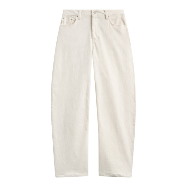 The Frankie Shop Caistor Corduroy Barrel Leg Pants - Ivory - Oversized Minimalist Pants in Ivory - Shop at Coveti