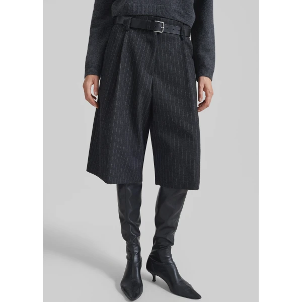 The Frankie Shop Carlow Bermuda Shorts – Charcoal/White Pinstripe, view 3