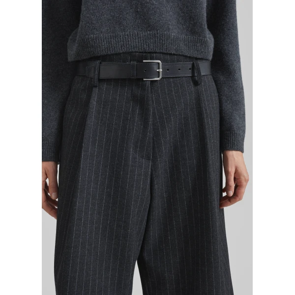 The Frankie Shop Carlow Bermuda Shorts – Charcoal/White Pinstripe, view 4