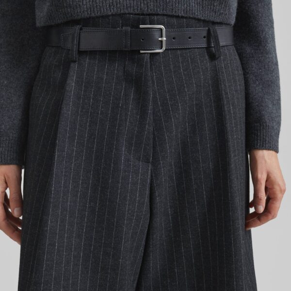 The Frankie Shop Carlow Bermuda Shorts - Charcoal/White Pinstripe - Oversized Minimalist Shorts in White - Shop at Coveti
