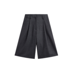 The Frankie Shop Carlow Bermuda Shorts - Charcoal/White Pinstripe - Oversized Minimalist Shorts in White - Shop at Coveti