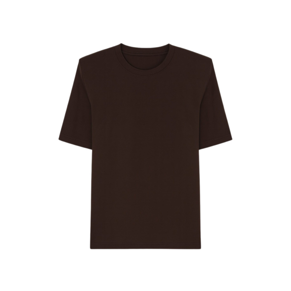 The Frankie Shop Carrington Padded Shoulder Tee - Brown - Oversized Minimalist Tops in Brown - Shop at Coveti