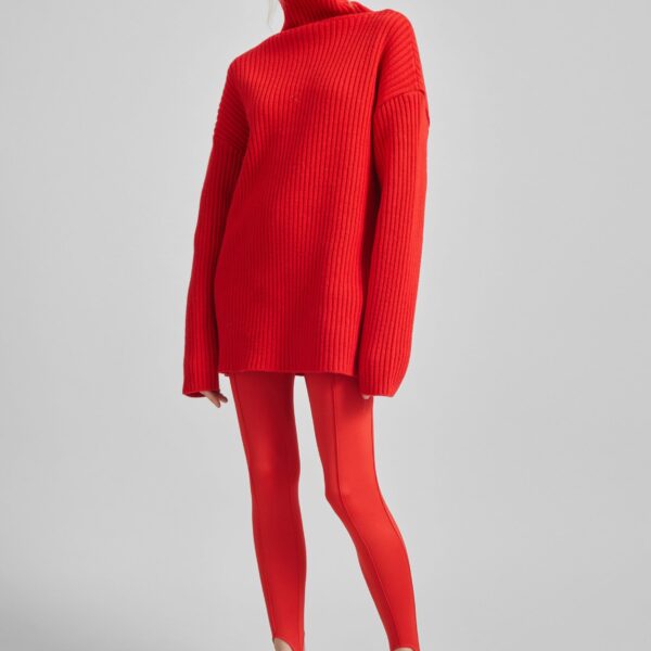 The Frankie Shop Caserta Stirrup Leggings - Red - Oversized Minimalist Pants in Red - Shop at Coveti