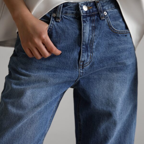 The Frankie Shop Cromer Jeans - Medium Wash - Oversized Minimalist Pants in Blue - Shop at Coveti