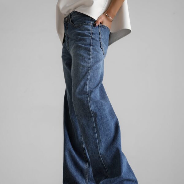 The Frankie Shop Cromer Jeans - Medium Wash - Oversized Minimalist Pants in Blue - Shop at Coveti