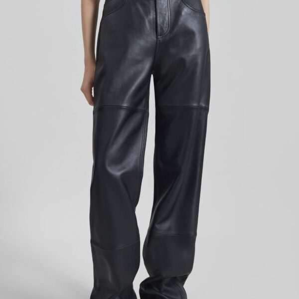The Frankie Shop Dalston Leather Pants - Black - Oversized Minimalist Pants in Black - Shop at Coveti