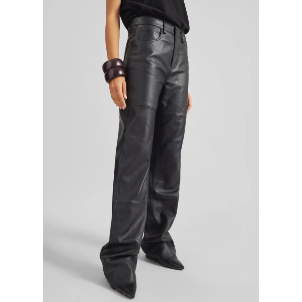 The Frankie Shop Dalston Leather Pants – Black, view 8