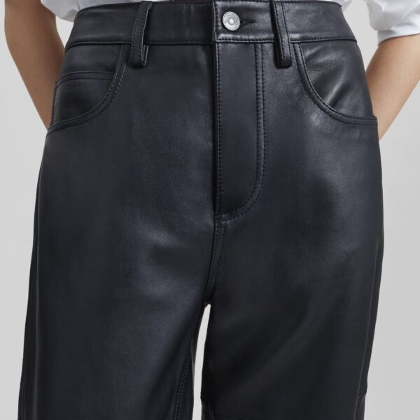 The Frankie Shop Dalston Leather Pants - Black - Oversized Minimalist Pants in Black - Shop at Coveti