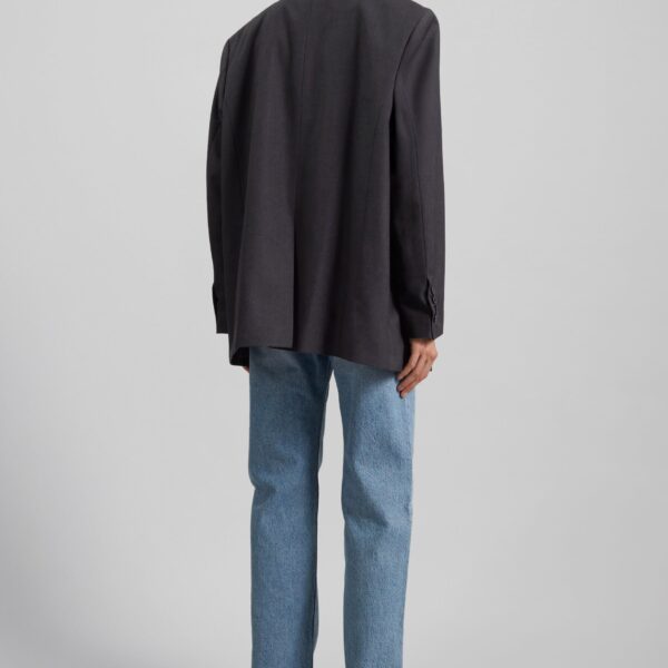 The Frankie Shop Daroca Double-Breasted Blazer - Charcoal - Oversized Minimalist Jackets in Grey - Shop at Coveti