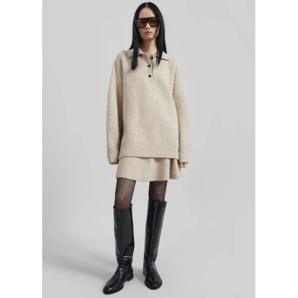 The Frankie Shop Dienne Knit Mini Skirt – Beige, view 2
