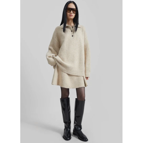 The Frankie Shop Dienne Knit Mini Skirt – Beige, view 6
