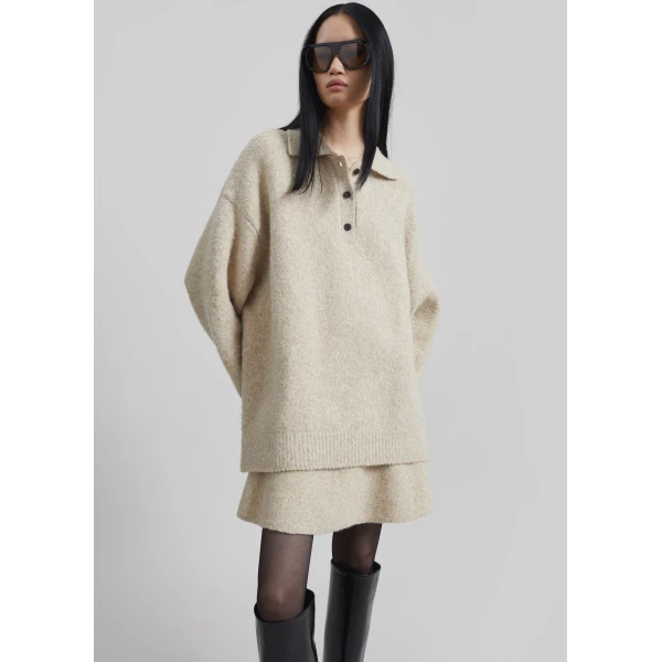 The Frankie Shop Dienne Knit Mini Skirt – Beige, view 7