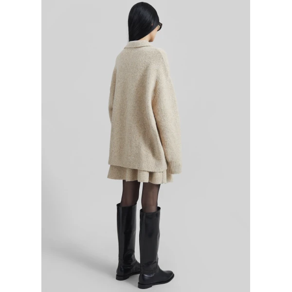 The Frankie Shop Dienne Knit Mini Skirt – Beige, view 9