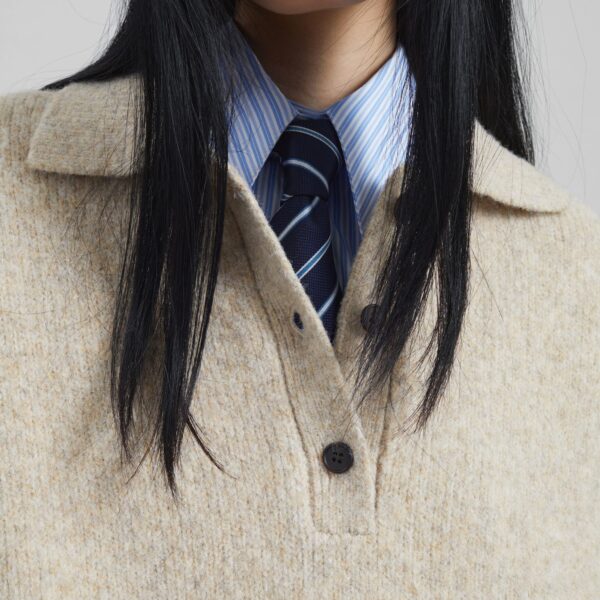The Frankie Shop Dienne Polo Sweater - Beige - Oversized Minimalist Knitwear in Beige - Shop at Coveti