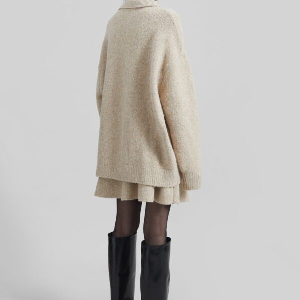 The Frankie Shop Dienne Polo Sweater - Beige - Oversized Minimalist Knitwear in Beige - Shop at Coveti
