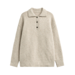 The Frankie Shop Dienne Polo Sweater - Beige - Oversized Minimalist Knitwear in Beige - Shop at Coveti