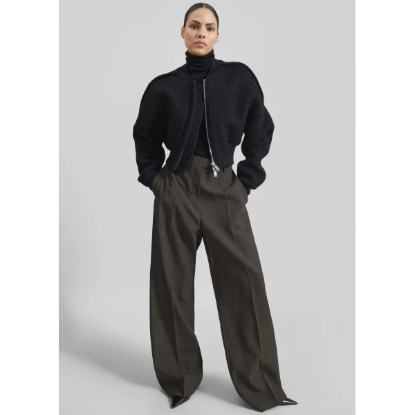 The Frankie Shop Dimaro Wool Cropped Bomber Jacket – Black, view 3