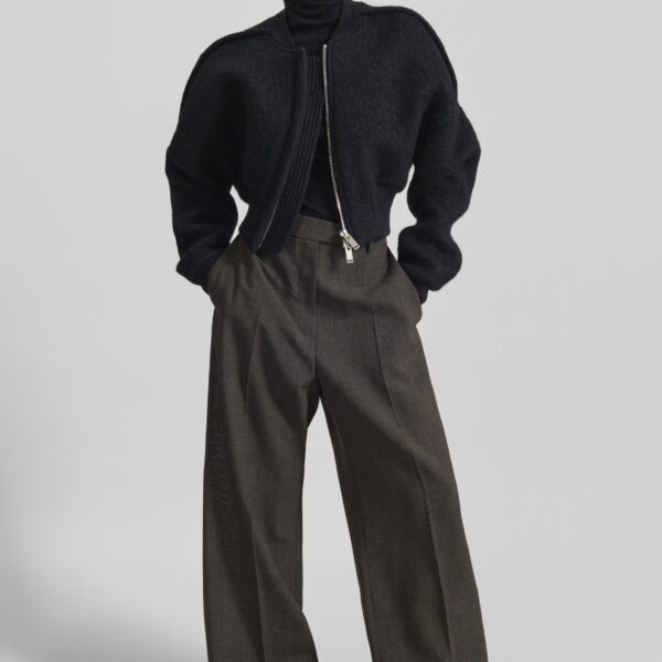 The Frankie Shop Dimaro Wool Cropped Bomber Jacket - Black - Oversized Minimalist Jackets in Black - Shop at Coveti