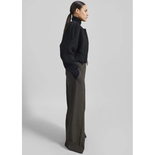 The Frankie Shop Dimaro Wool Cropped Bomber Jacket – Black, view 6