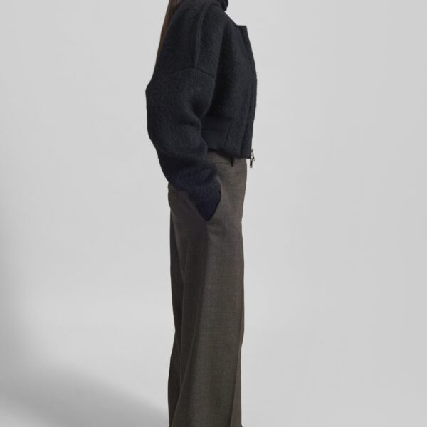 The Frankie Shop Dimaro Wool Cropped Bomber Jacket - Black - Oversized Minimalist Jackets in Black - Shop at Coveti