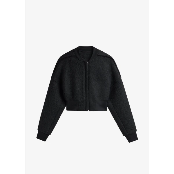The Frankie Shop Dimaro Wool Cropped Bomber Jacket – Black, view 8