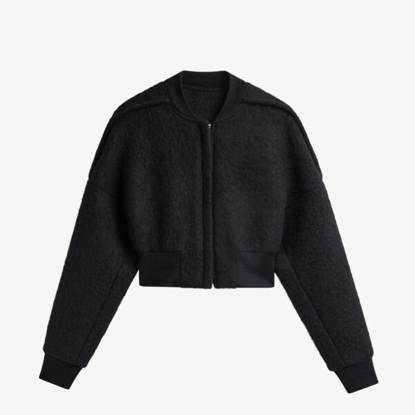The Frankie Shop Dimaro Wool Cropped Bomber Jacket - Black - Oversized Minimalist Jackets in Black - Shop at Coveti