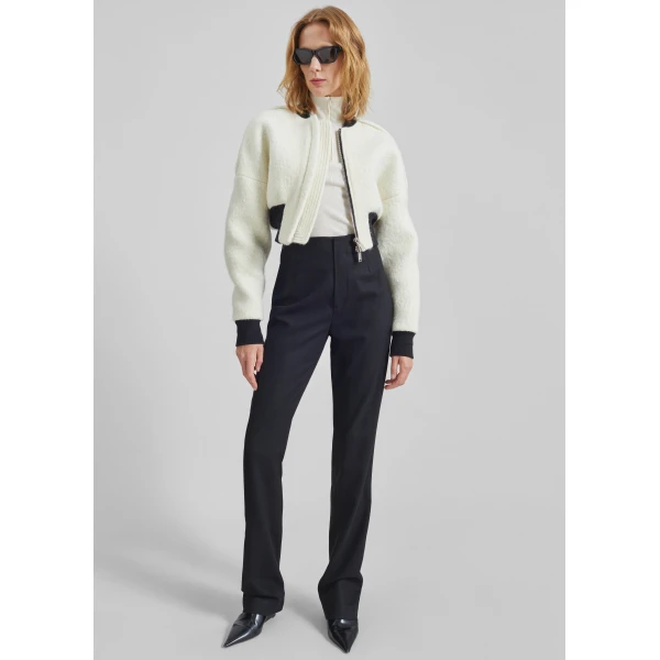 The Frankie Shop Dimaro Wool Cropped Bomber Jacket – Ivory, view 6