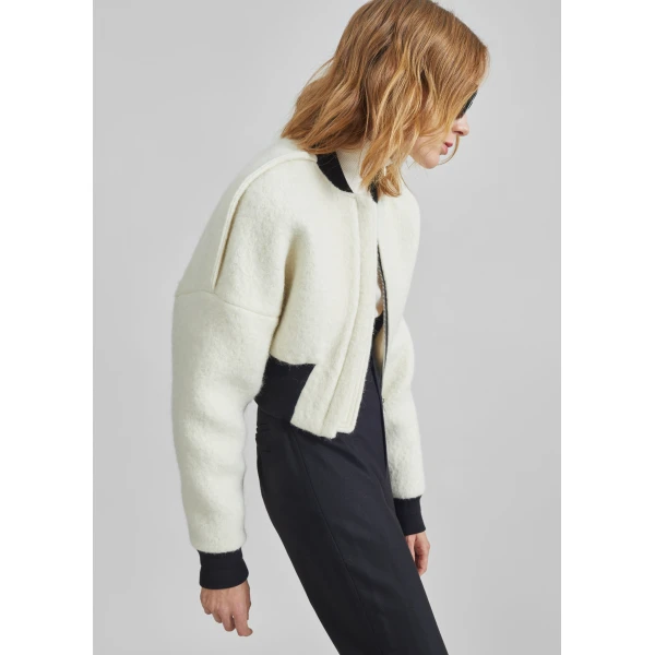 The Frankie Shop Dimaro Wool Cropped Bomber Jacket – Ivory, view 7