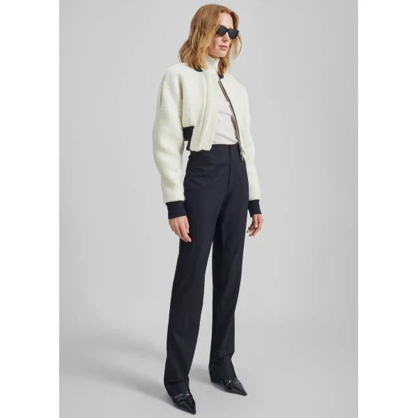 The Frankie Shop Dimaro Wool Cropped Bomber Jacket – Ivory, view 8